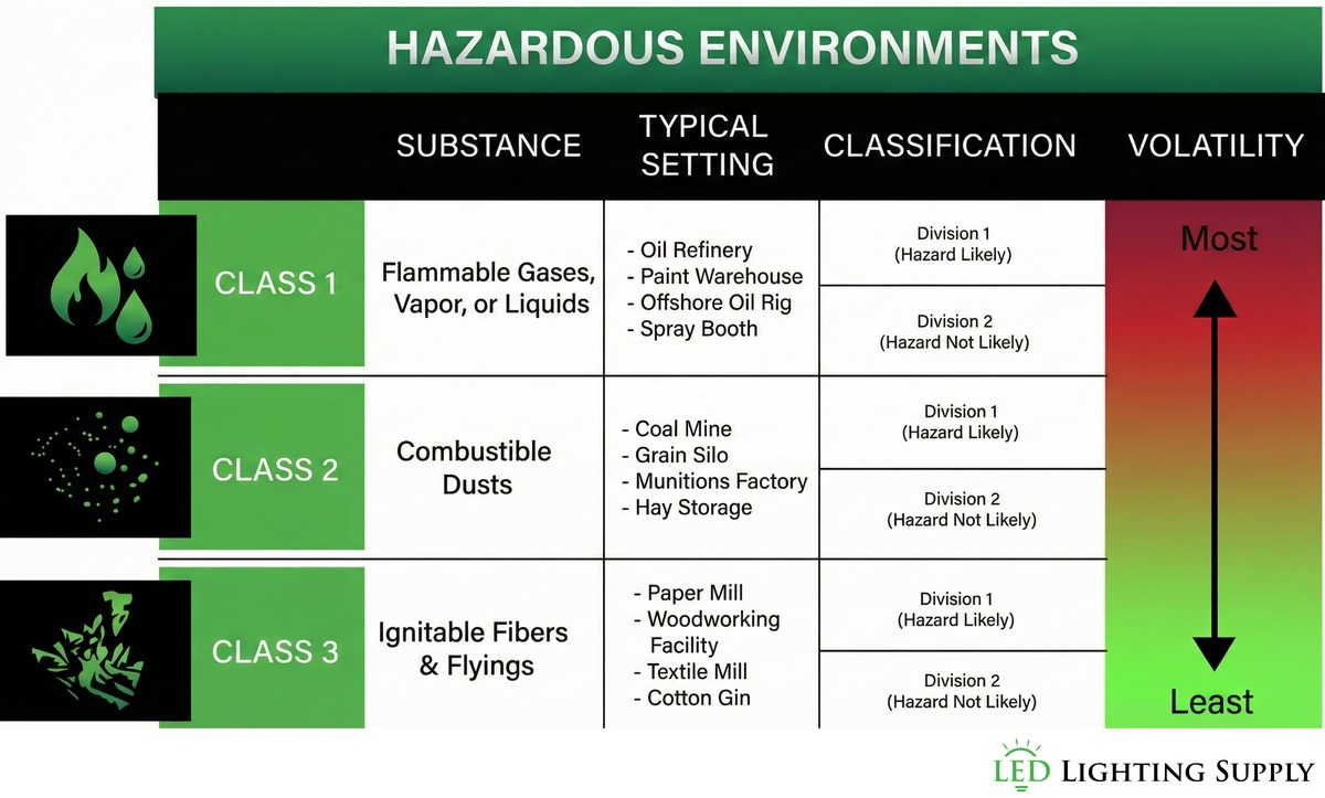 LED Explosion Proof Lighting Classification Infographic