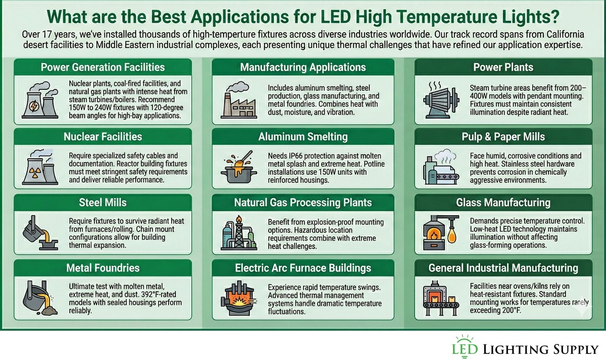 LED Lighting Supply List of Applications for High Temperature Lighting