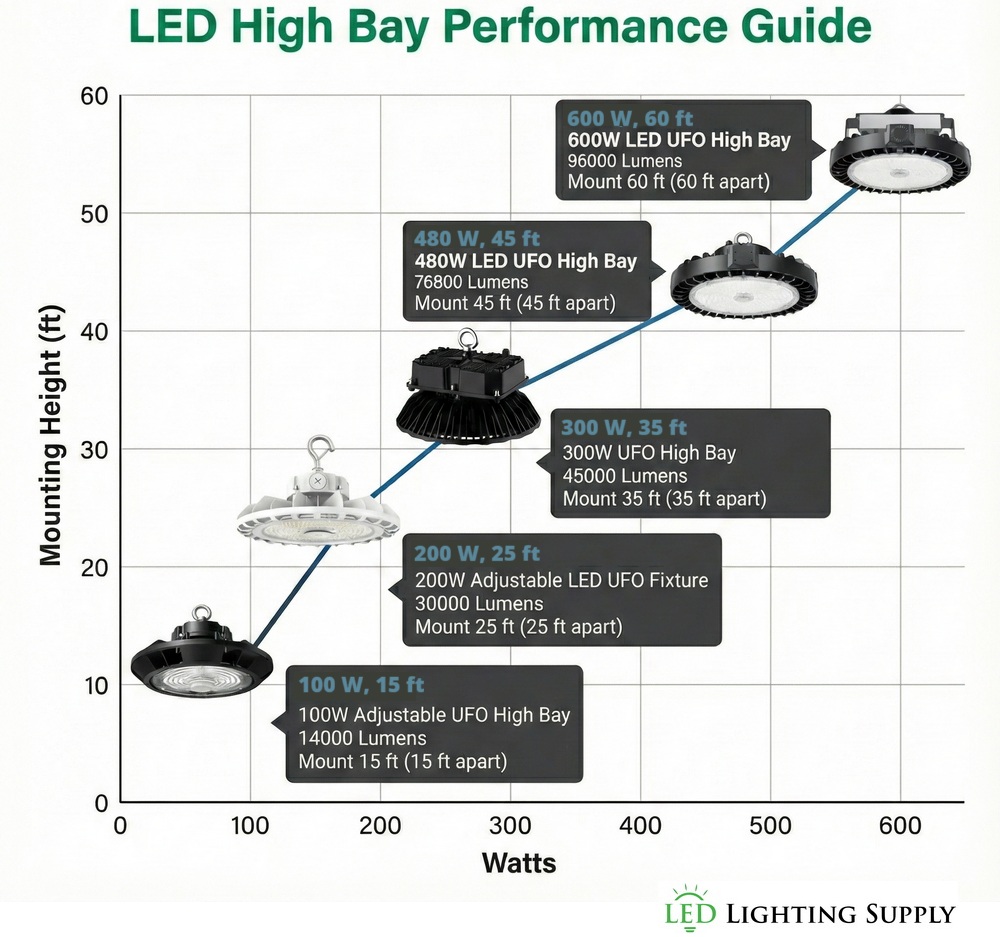LED High Bay Comparison Chart Infographic